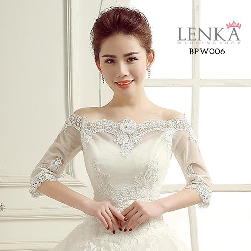 [STOK TERBATAS] AKSESORIS WEDDING BOLERO PESTA BROKAT LACE PUTIH BPW006