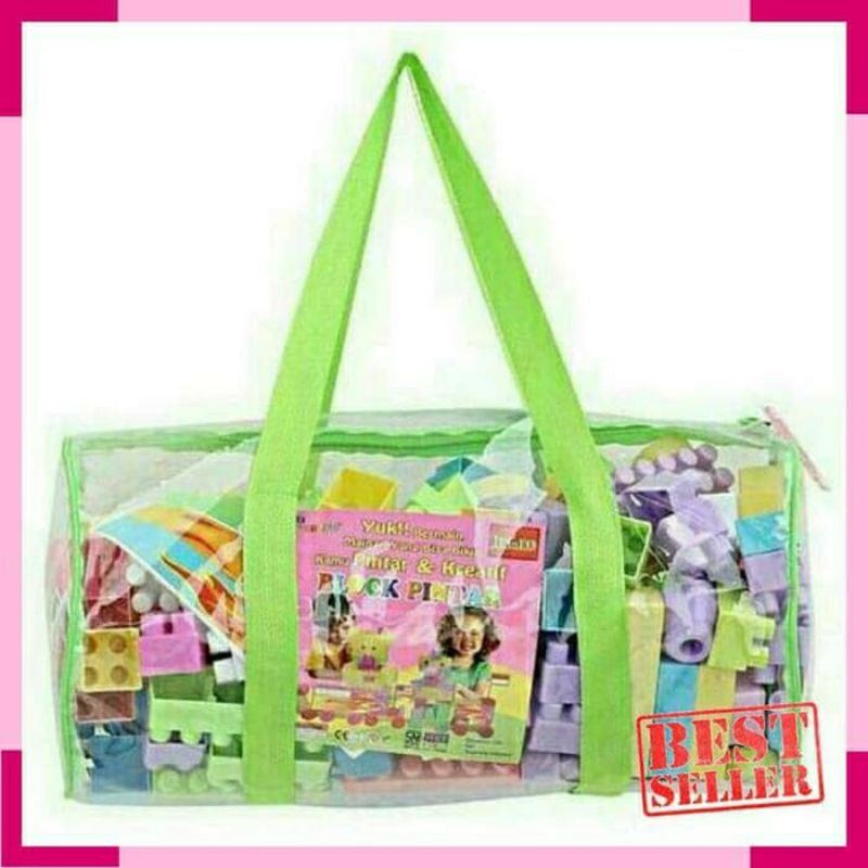 (108 pcs) HANLO Mainan Anak Edukasi Balok Susun Block Pintar Tas