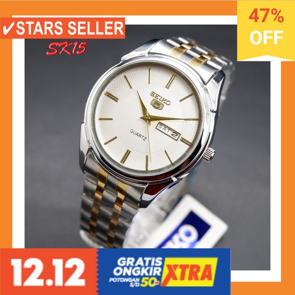 JAM COWOK MASA KINI MURAH TERBARU GSHOK HITAM / Jam Tangan Pria Seiko 5 Rantai Combi