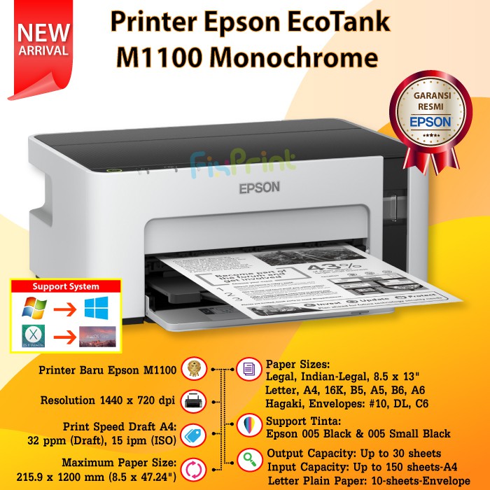 Printer Epson M1100 Monochrome Ink Tank M 1100 M-1100