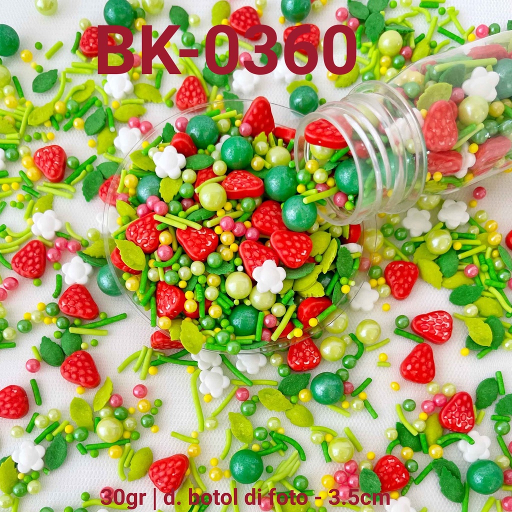 

BK-0360 SPRINKLES SPRINKLE 30 GRAM TAMAN BUAH STROBERI STRAWBERRY