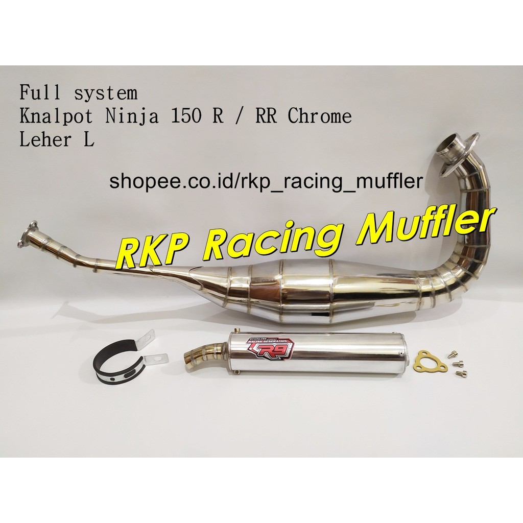 Knalpot Ninja 150 R RR SS 2 tak kolong R9 chrome krom leher L kenalpot racing motor