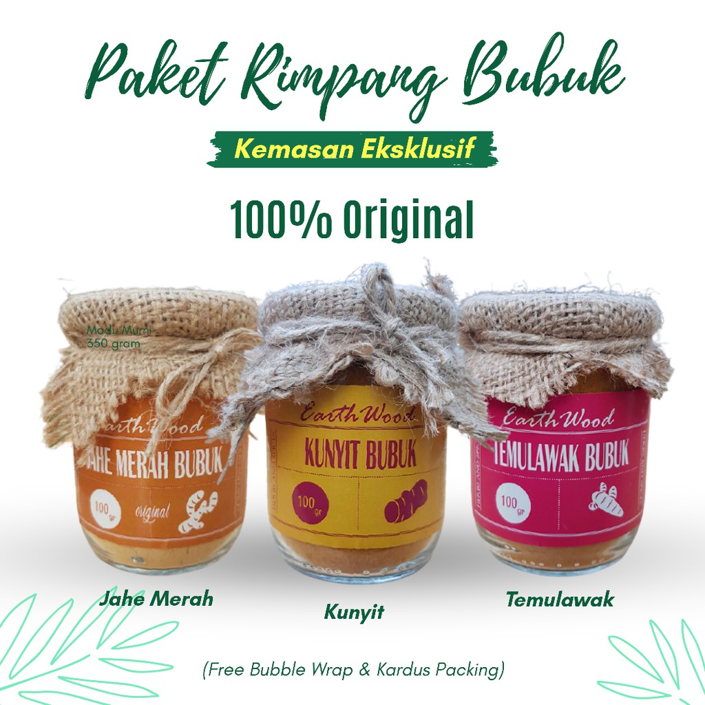 

[Paket Rimpang Eksklusif] - Jahe Merah Bubuk-Kunyit Bubuk-Temulawak Bubuk - Original TANPA CAMPURAN