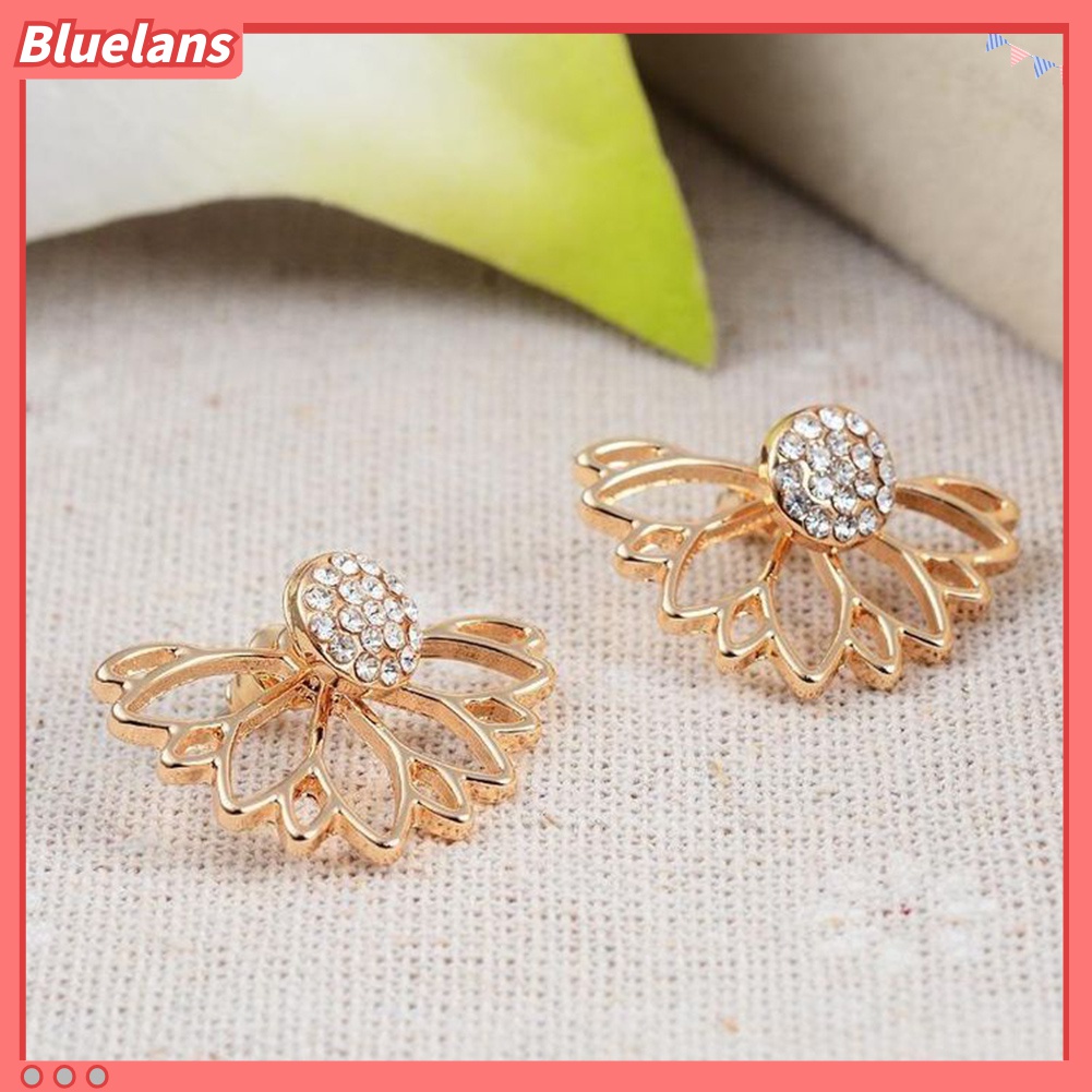 Anting Stud Berlian Imitasi Model Hollow Out Untuk Wanita