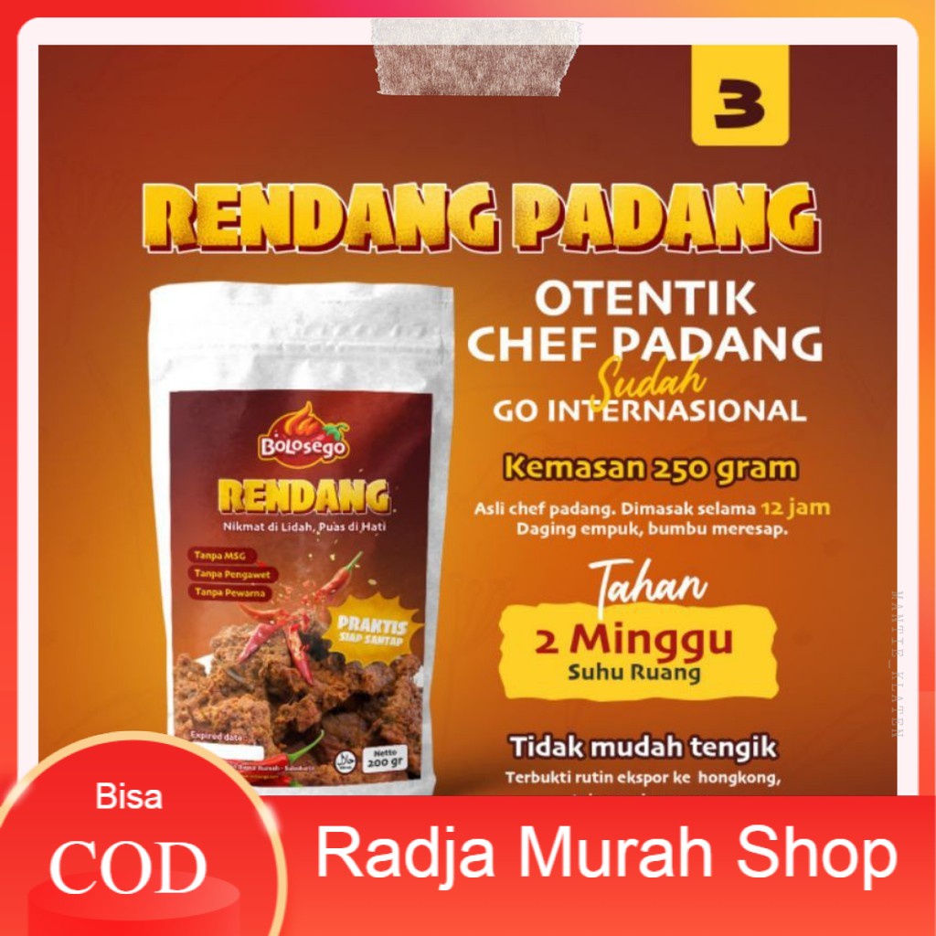 

BOLOSEGO RENDANG PADANG PARIAMAN - MAKANAN SIAP SAJI PRAKTIS KHAS YOGYAKARTA PEDAS NAMPOL HALAL
