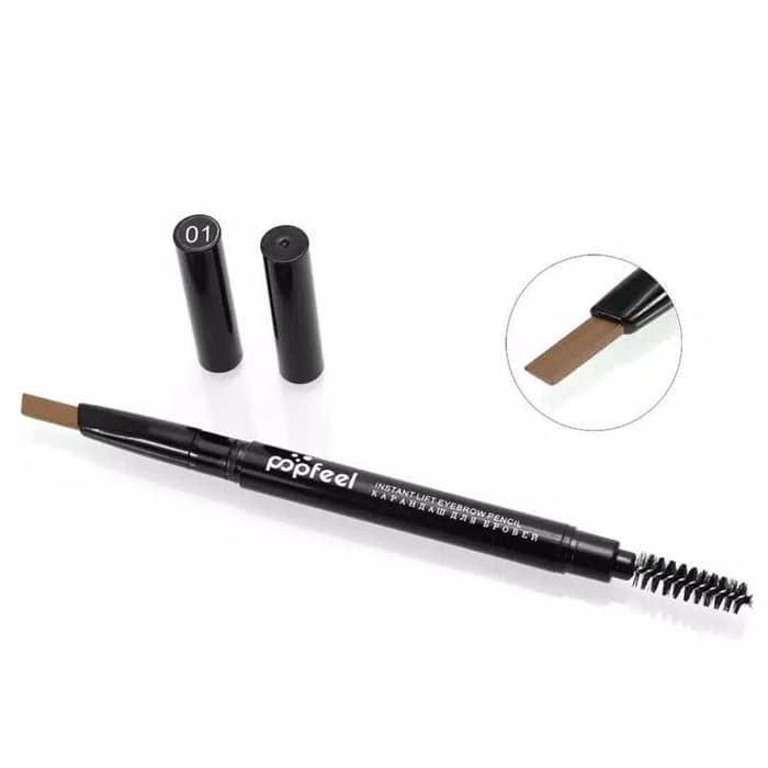 POPFEEL Eyebrow Waterproof Double Head Pensil Alis Anti Air ORI - Light Brown