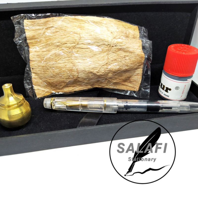 

Satu set fountain pen kalam nib 0,3 Mm kuningan pena makna kitab tutul tinta celup