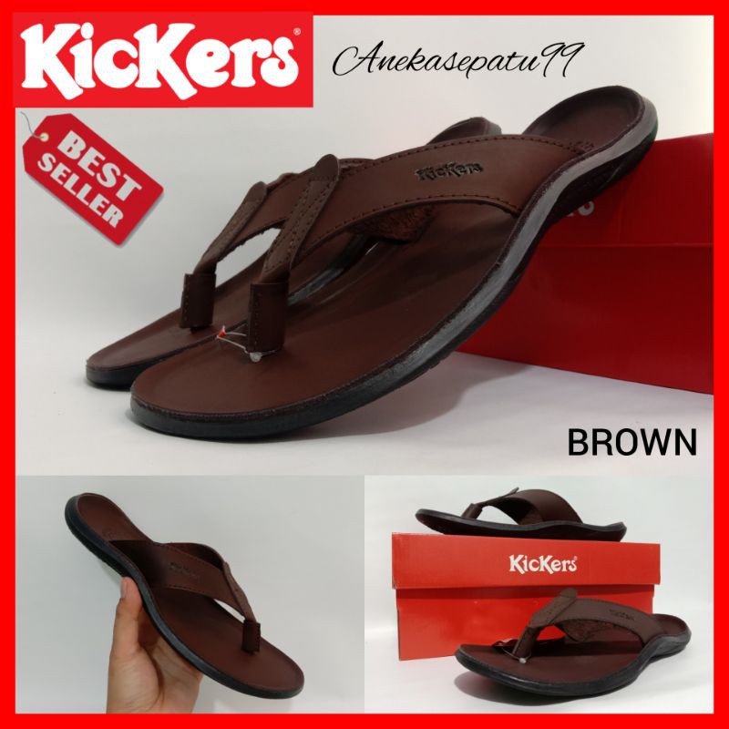 SANDAL JEPIT KULIT KICKERS / SENDAL KICKERS PRIA  / SANDAL LEBARAN / SANDAL DISTRO COWOK KULIT / SANDAL KICKERS KASUAL FORMAL LAKI-LAKI