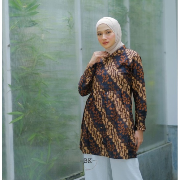 Baju Batik Wanita Modern Atasan Blouse Batik Kerja Kantor Wanita Motif Soft Inara