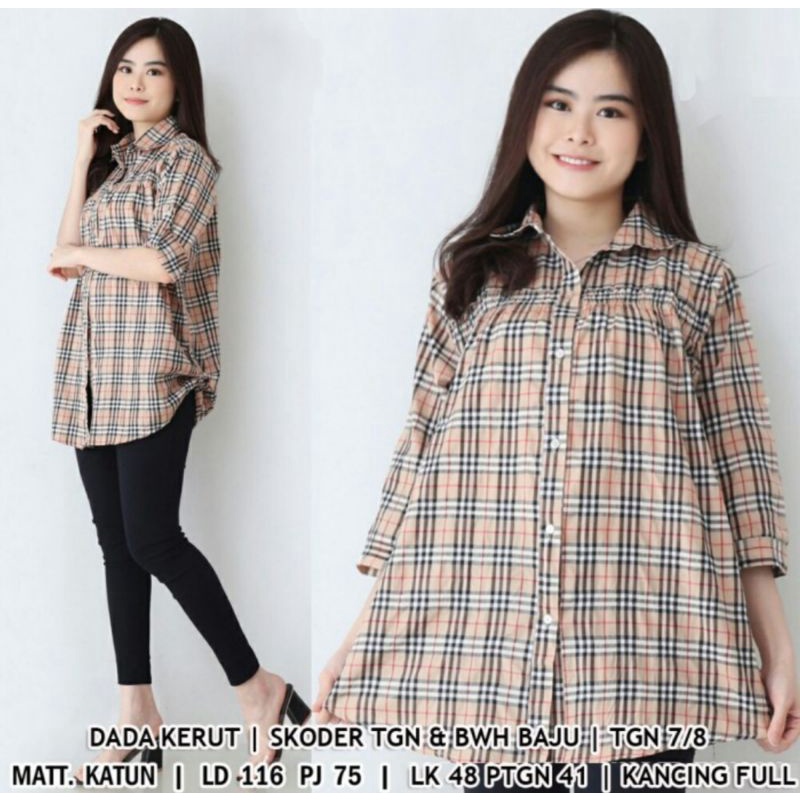 Y12R 3B BIG LONGKEM 3XL LONG KEMEJA KASUAL JUMBO MOTIF KOTAK BIGSIZE SHIRT XXXL BAJU LENGAN PANJANG 