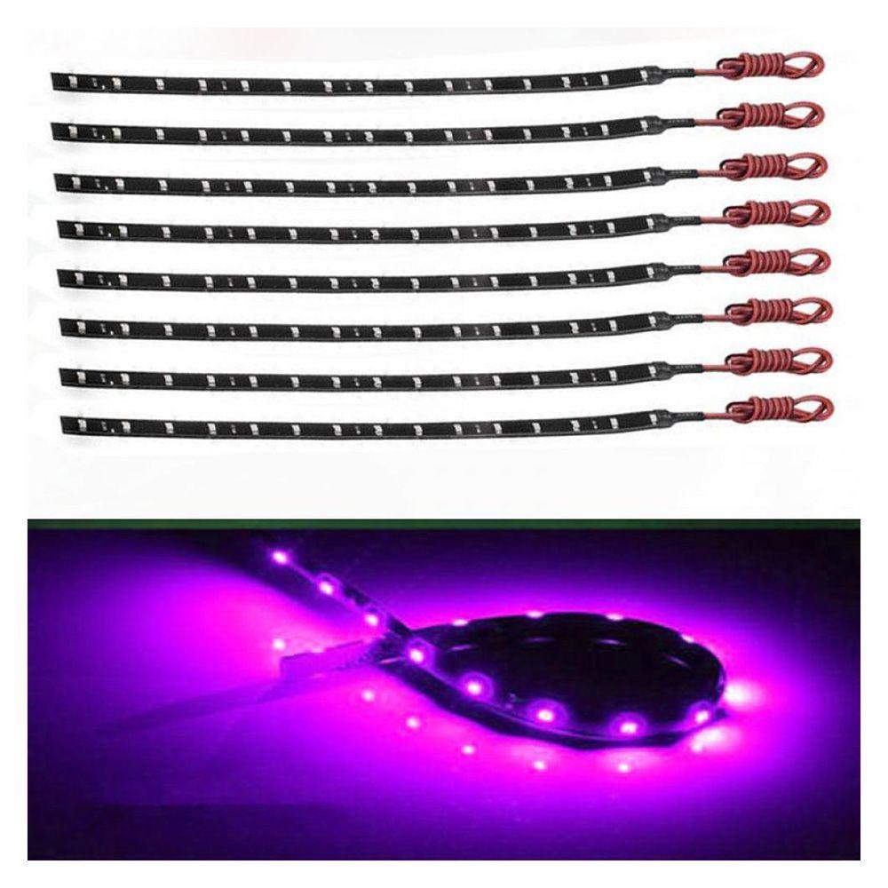 Wonder 8pcs Strip Lampu LED Mobil Ungu High Quality Kendaraan Motor Flexible Waterproof