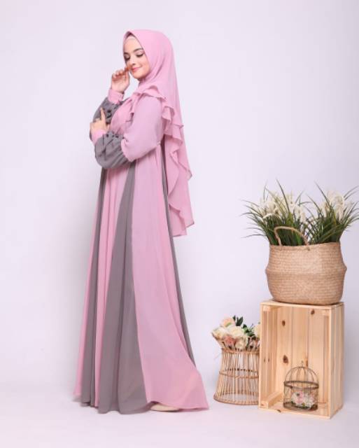 FASHION MUSLIM PAKAIAN WANITA GAMIS ZIRA SYARI CERUTY SET HIJAB TERBARU TERLARIS TERMURAH