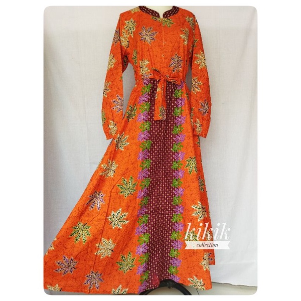 Gamis Katun Batik Long Dress Wanita Adem Pakaian Muslim Murah Busui Friendly Tunik Tradisional Mojok