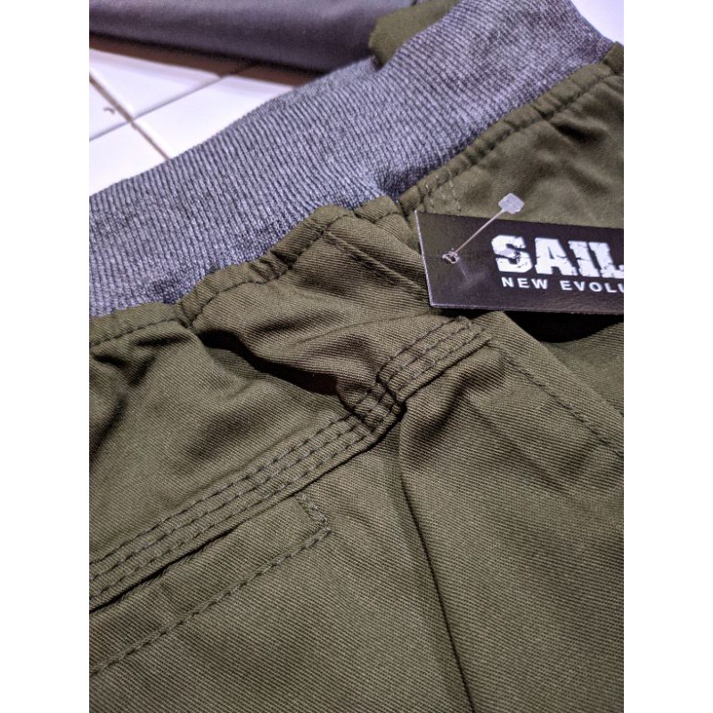 [BIG SIZE] Celana Chino Pendek Pria mick pinggang karet rip katun twill krem coklat surfing santai