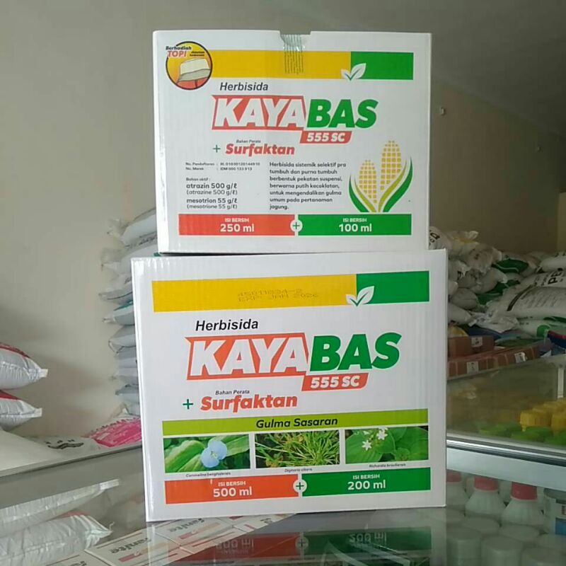 Kayabas 555SC herbisida sistemik selektif BA atrazin 500 g/l + mesotrion 55 g/l