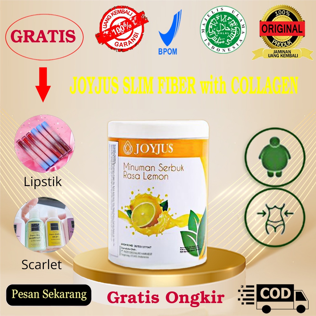 JOYJUS SLIM FIBER with COLLAGEN 500 gr  SUPLEMEN MAKANAN PELANGSING DIET DETOKS 100% ASLI ORIGINAL B