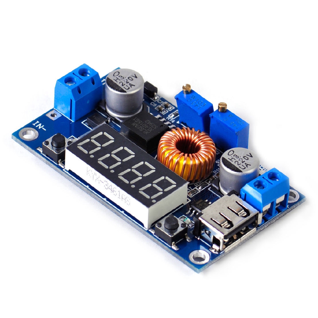 Modul Step Down 5a Cc/Cv Dengan Port Usb Dan Voltmeter Untuk Charger Lithium