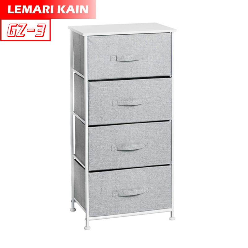 MILIKI SEGERA GZ-3 Lemari Kain Linen 4 Laci 4 Susun Lemari Sisi Ranjang Lemari Portable JUMBO AWET Rak serbaguna BISA COD