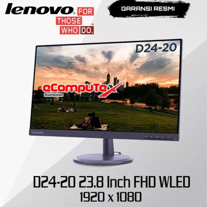 MONITOR LED LENOVO 23.8 INCH D24-20 RESOLUSI 1920x1080 / 60Hz - GARANSI RESMI