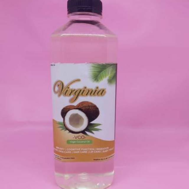 

VCO, Virgin Coconut Oil, Virginia 100 % Minyak kelapa Murni kemasan 1000 ml
