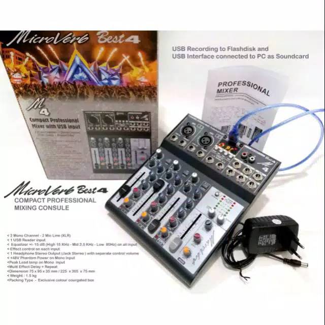 Mixer Microverb best 4 USB recording mixer 4 channel