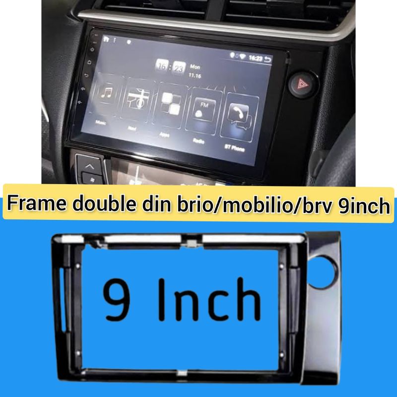 frame head unit double din layar 9 inch Brio Brv mobilio