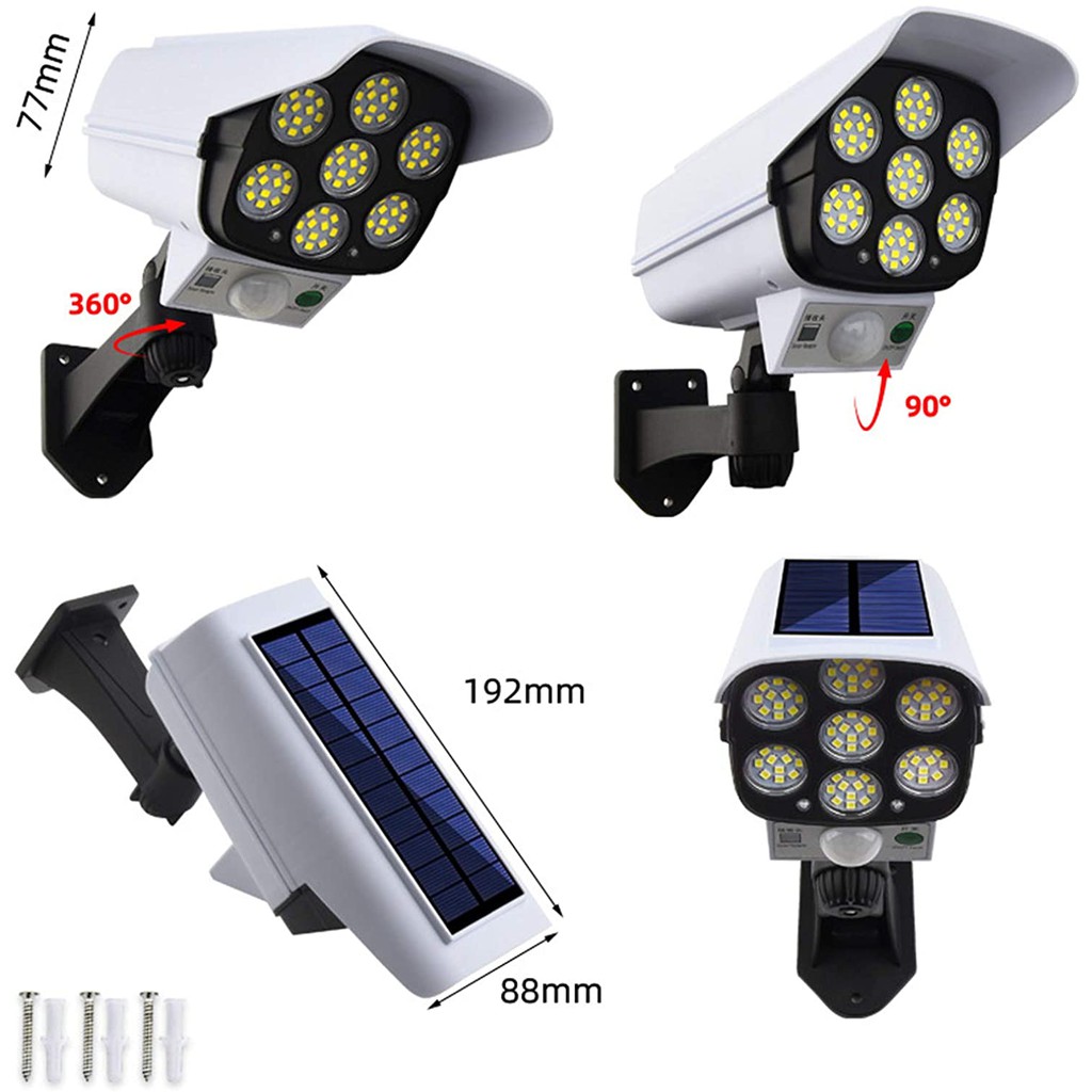 Lampu Solar Dinding 77 LED Anti Air - Lampu Tenaga Surya Sensor - SOlar Motion   Sensor Model CCTV