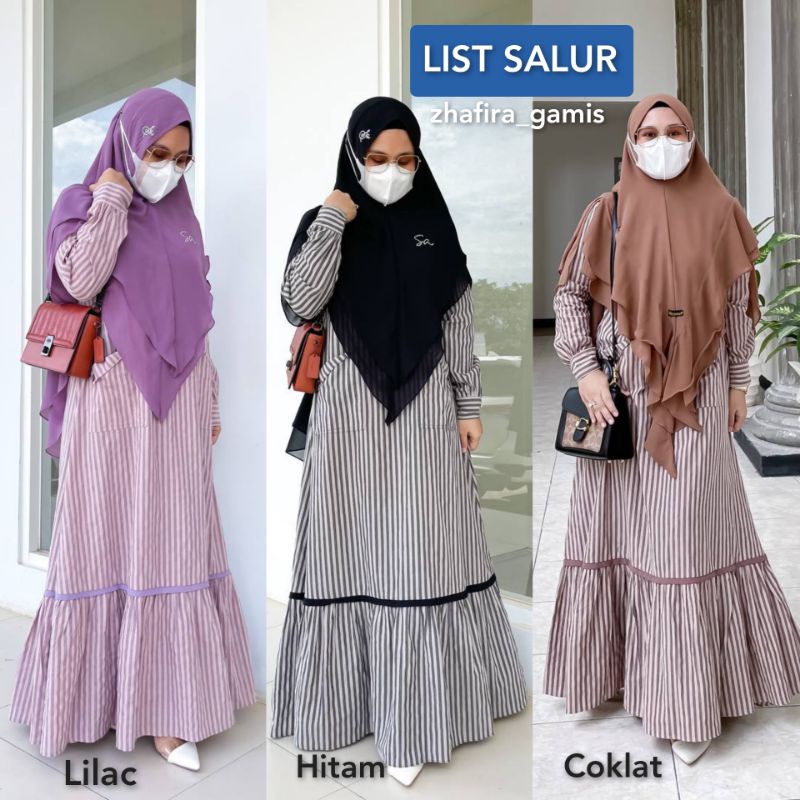 GAMIS LIST SALUR ORI SEKARARUM FASHION