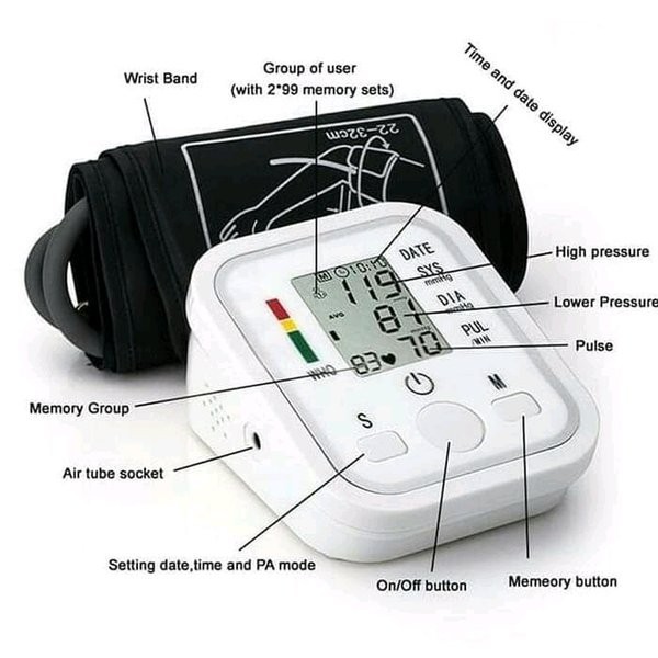 Tensimeter Digital LCD Display Pengukur Tekanan Tensi Darah Portable Blood Pressure Elektrik