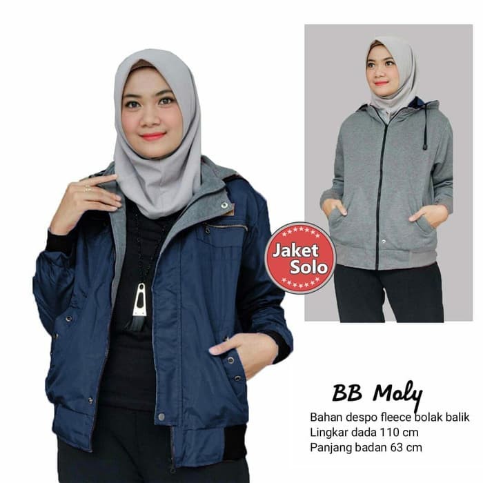 jaket wanita bolak balik bb moly dusty maroon toska navy gold