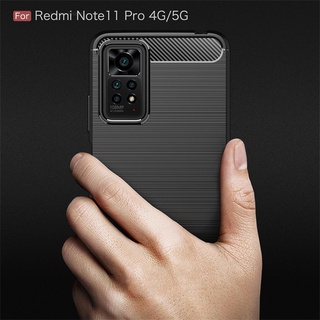 Xiaomi Redmi Note11 Note11s Note 11s 11 Pro 4G 5G Casing Soft Phone Case Bahan Silikon Carbon Fiber Tahan Banting Cover