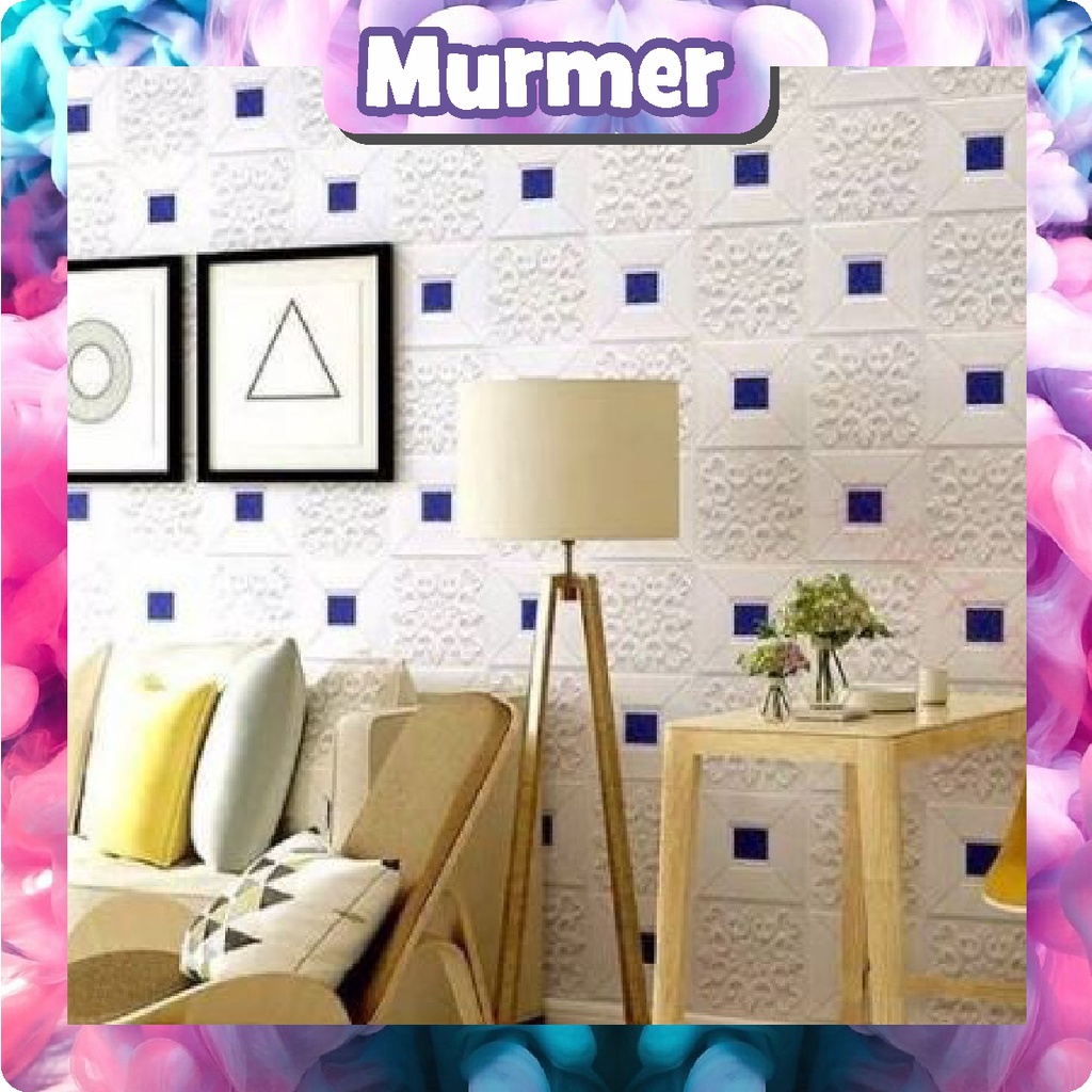 MurmerOfficial R187 Wallpaper Dinding Wallpaper 3D Motif Foam Batu Bata Walpaper Per Lembar