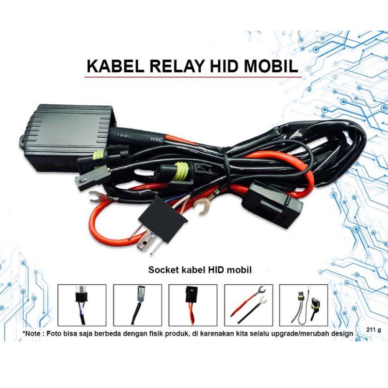 Kabel set relay projie 2 output untuk HID / biled mobil