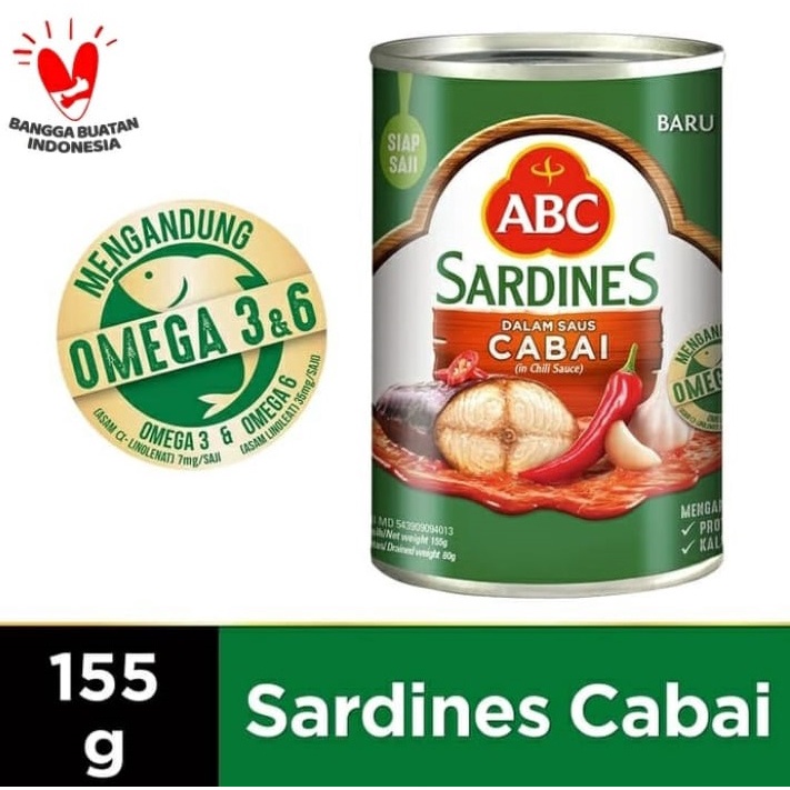 

ABC Sardines Saus Cabai 155 gram - Sarden ABC Cabe Kalengan