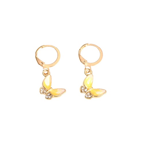 LRC Anting Tusuk Fashion Dripping Butterfly Alloy Earrings With Diamonds K37034