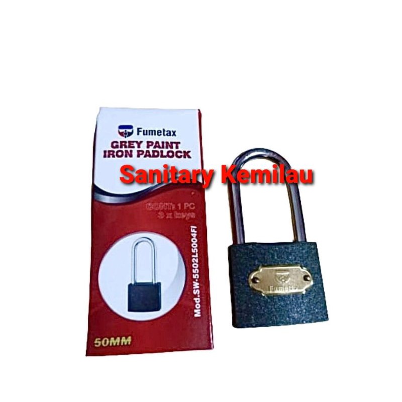 FUMETAX - Iron Padlock - Gembok Pagar Rumah Warna Grey 50 mm Panjang - Gembok Rumah / Gembok Gudang