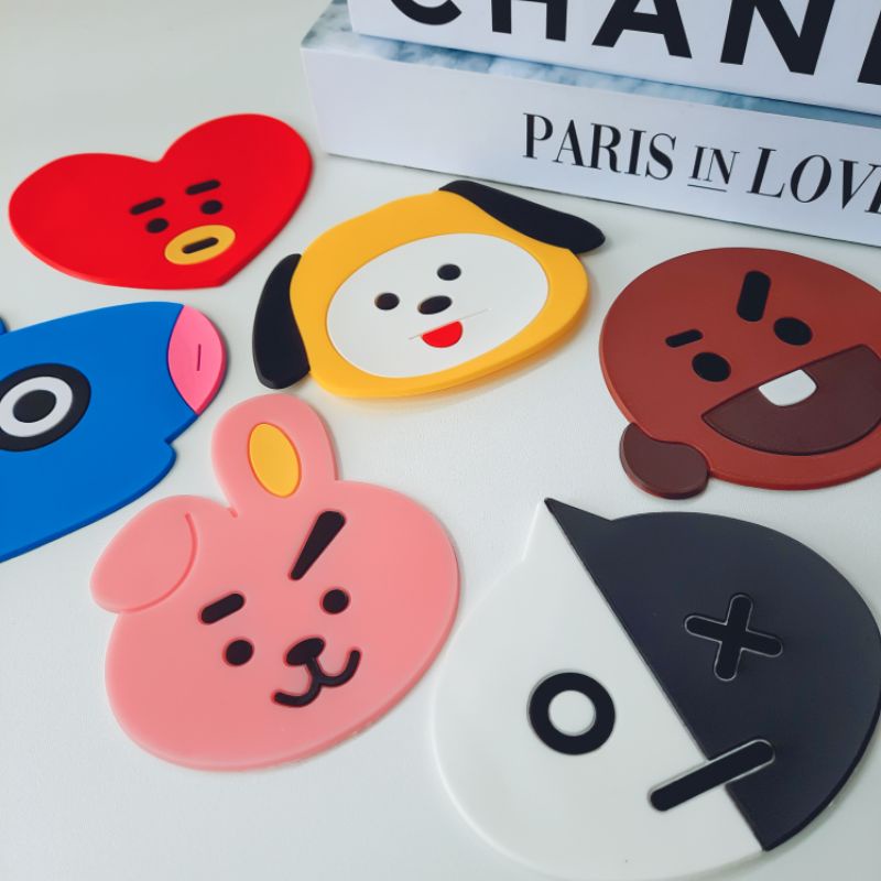 TATAKAN GELAS CANGKIR SILIKON MOTIF BTS BT21 BEST SELLER