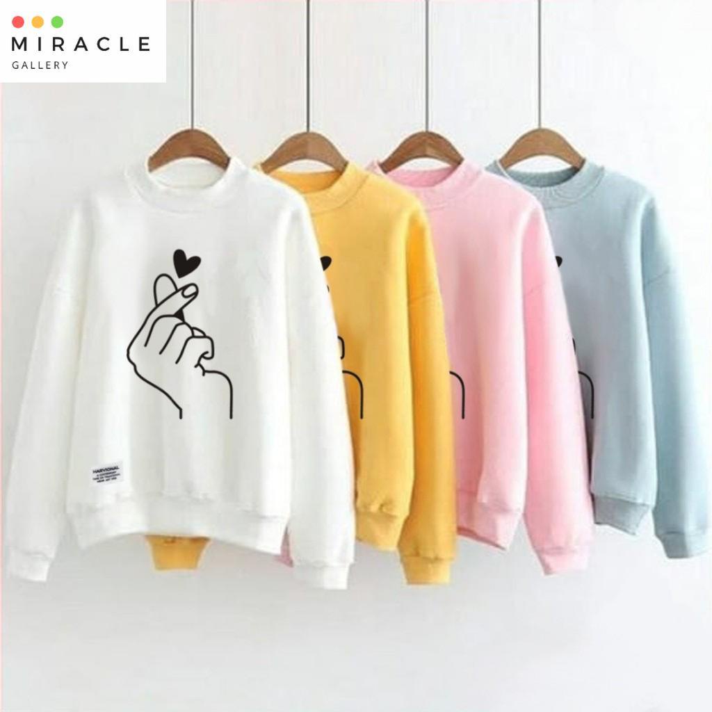 Sweater Oblong Crewneck Couple / Baju Pasangan LOVE SARANGHAEYO Bahan Fleece Premium