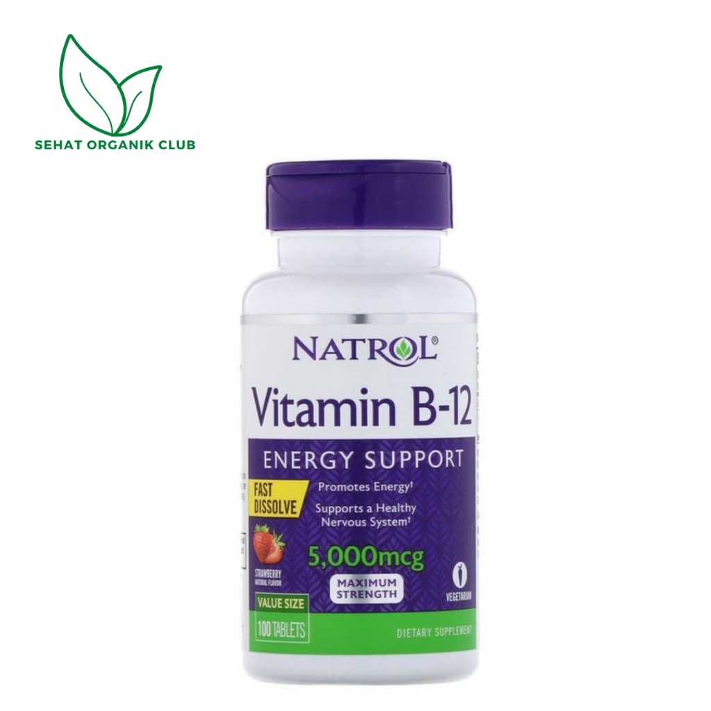 Natrol Vitamin Vit B-12 B12 B 12 5000 mcg 100 Tablets - Kesehatan Saraf
