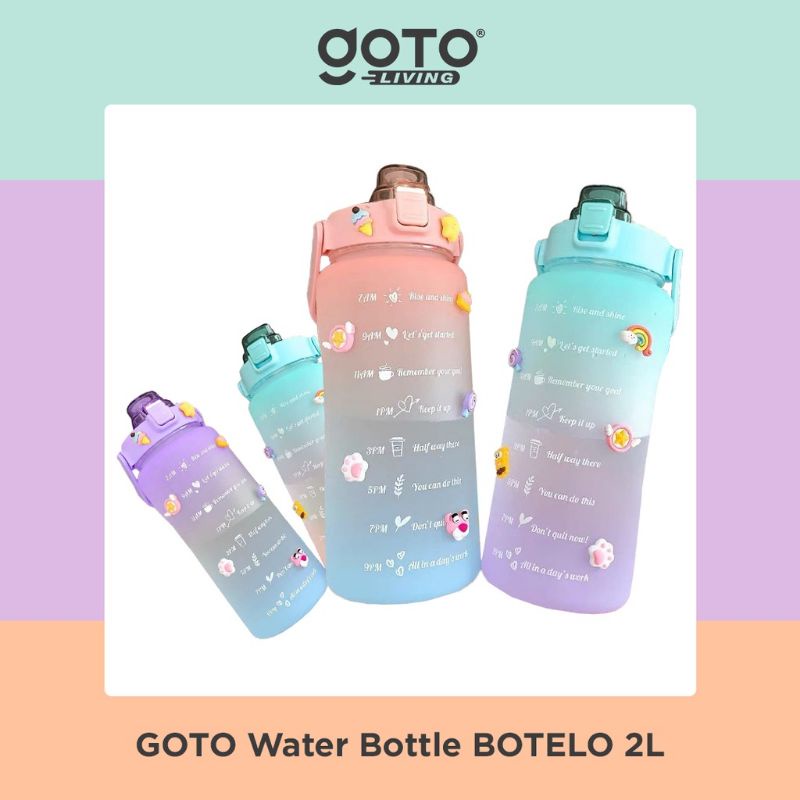 GOTO-Botol Motivasi Minum 2 Liter Jumbo Tumblr Air Tanda Waktu