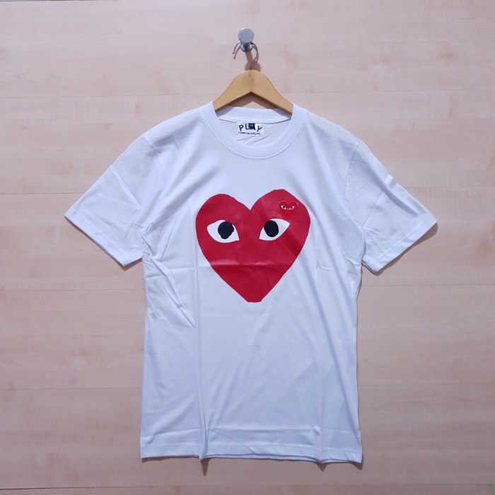 KAOS T SHIRT COMME DES GARCONS CDG PLAY BIG HEART LOGO WHITE - M