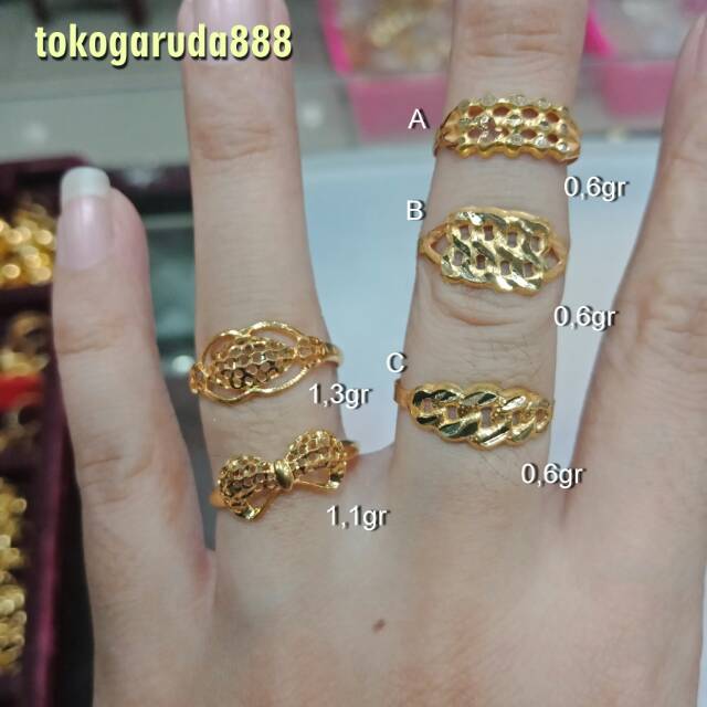 Cincin asli kadar 700 lokal 65% 0,5 1 g gr gram pita love rantai kerawang 8 9 10 11 12 13 14 15 16