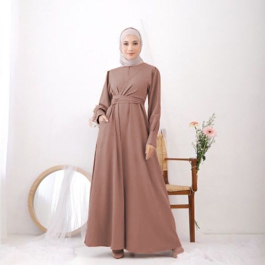 BAJU DRESS GAMIS BRUKAT  DEWASA TERBARU ABAYA MUSLIM SYAR'I MODERN LADY ZARA MAXI MODEL BALON - RAYA