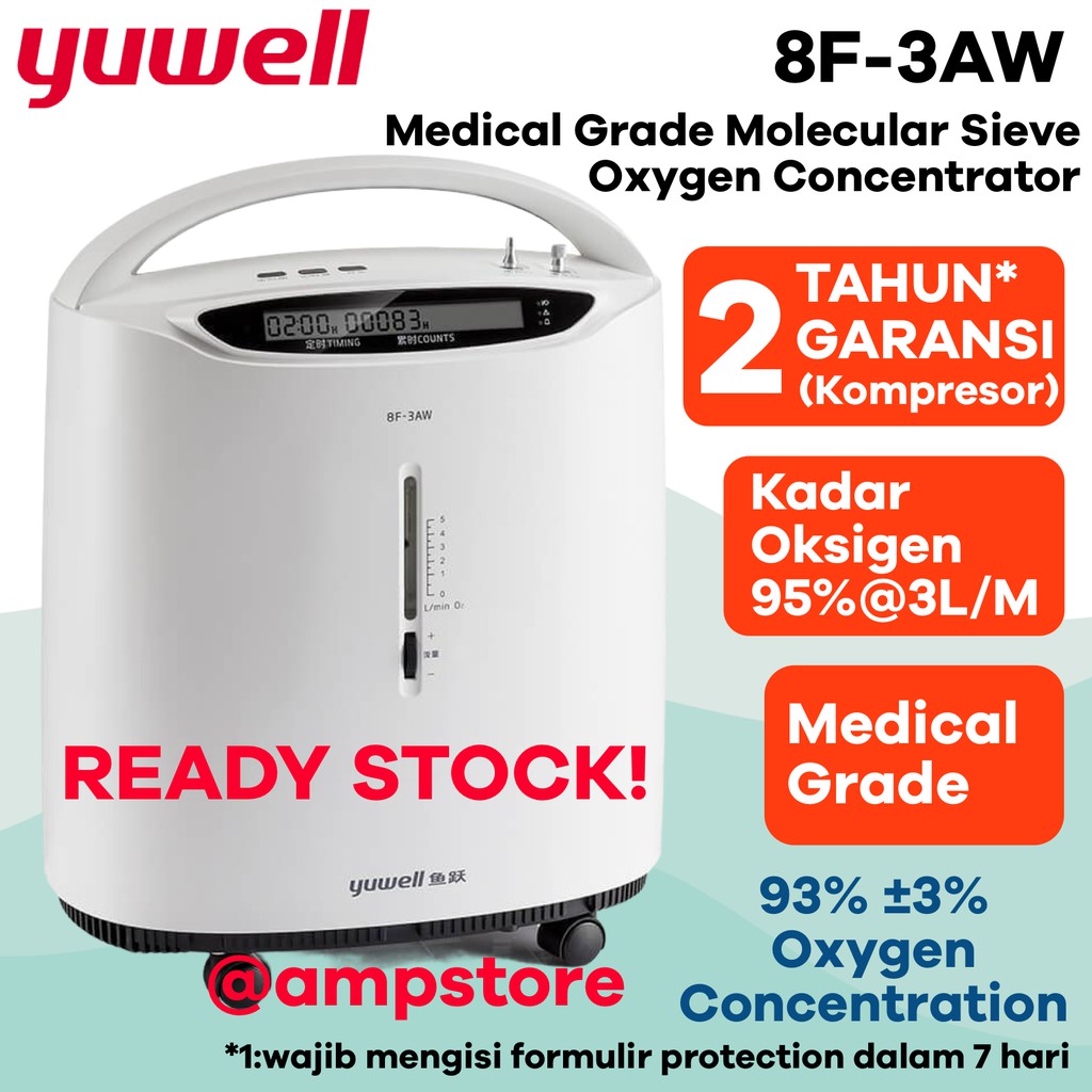 Yuwell 8F-3AW Oxygen Concentrator Homecare Mesin Generator Oksigen