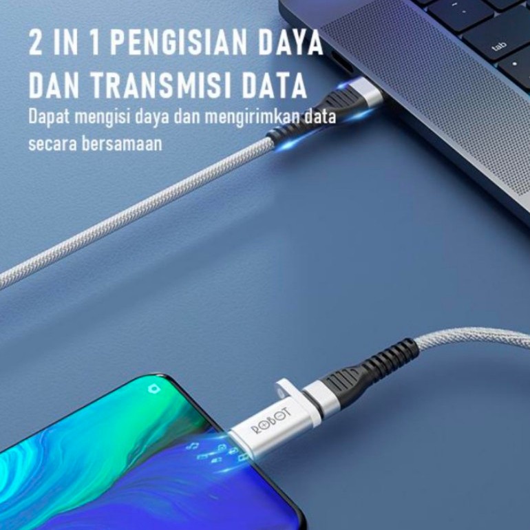 ADAPTER OTG ROBOT RT-OTG01 Type-C To Micro USB Small &amp; Portable Case Cable original garansi
