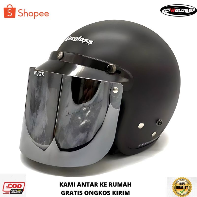 HELM CARGLOSS WARNA HITAM DOP SNI TERLARIS WARNA LENGKAP FLAT SMOKE SILVER PELANGI