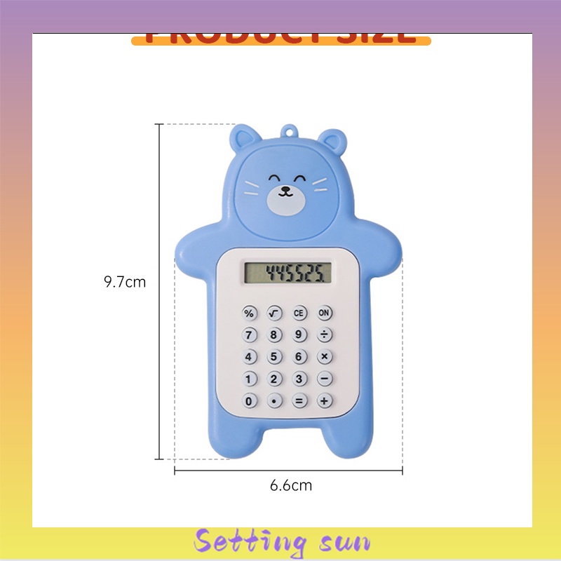 Kalkulator 8 Digit Mini Portable Motif Beruang Calculator Travel Tombol Karet / Creative Bear calculator Slim Palm Mini Student Pocket Computer Sekolah Stationary Import Warna Unik SE