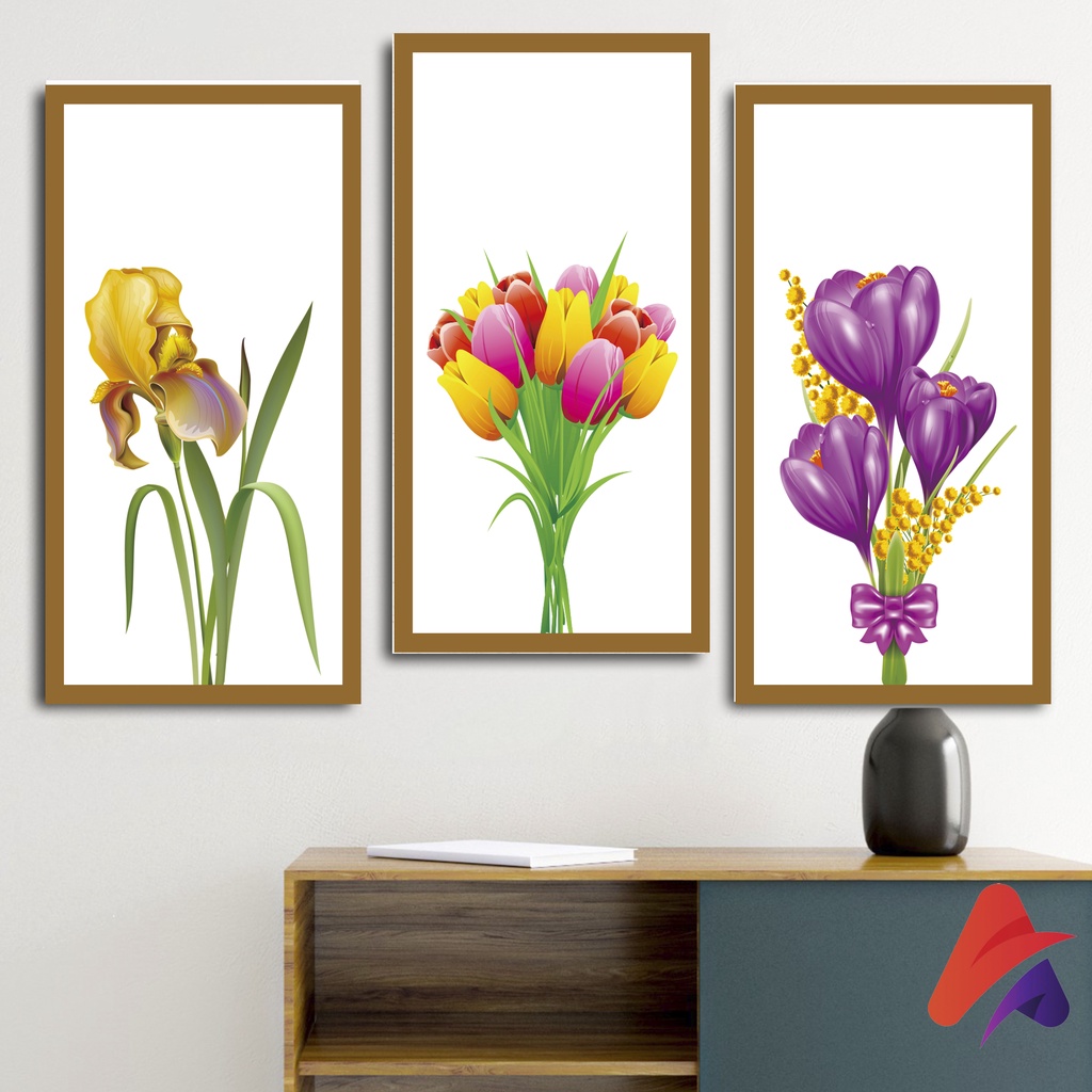 HIASAN DINDING BUNGA WALL DECOR WALLDECOR HIASAN DINDING BUNGA KAYU PAJANGAN DEKORASI BUNGA TULIP