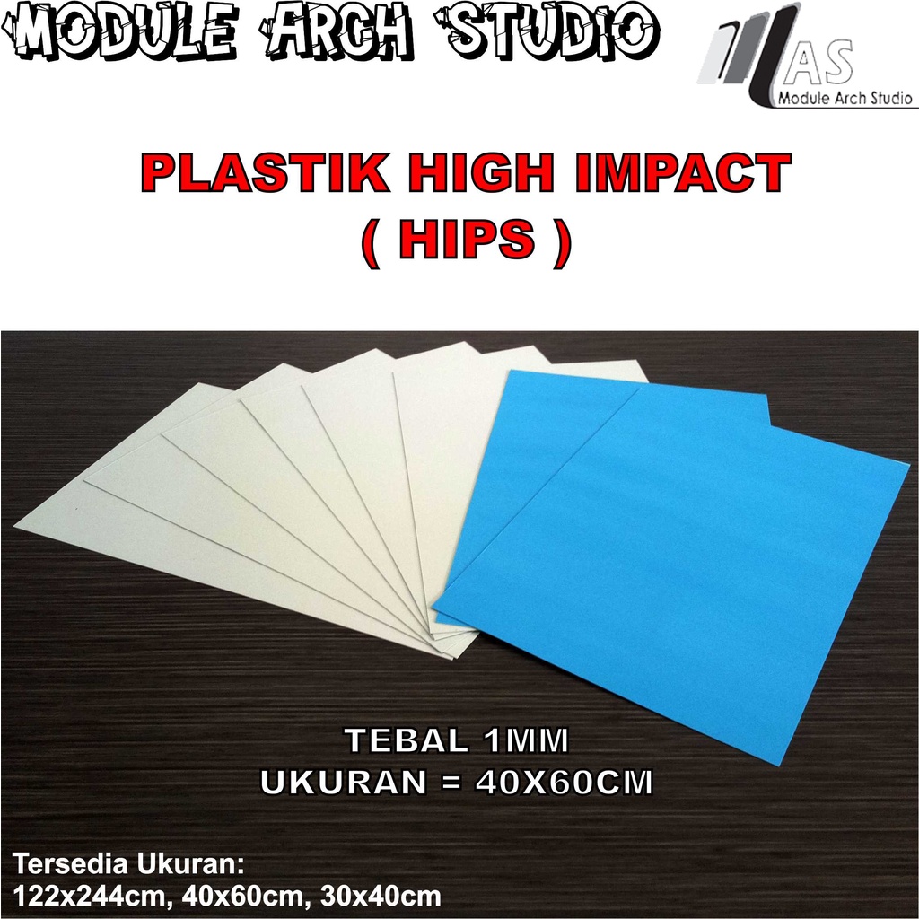 High Impact 1mm 40x60cm - HIPS - Plastik Maket