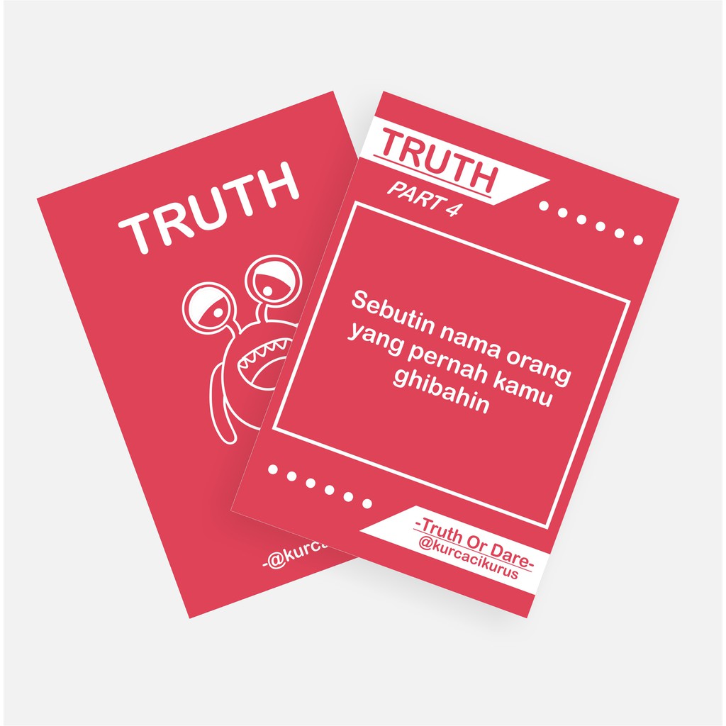 Part 4 Kartu Truth Or Dare Truth Or Dare Card Kurcaci Kurus